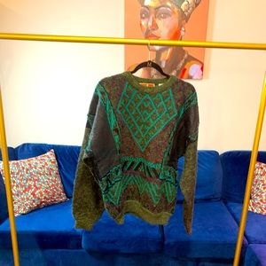 Men's Crewneck Sweater - Green and Black